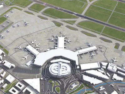 Dusseldorf - Airport - DUS Low-poly 3D model
