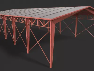 Warehouse  Hangar Garage  low poly game ready Low-poly 3D model