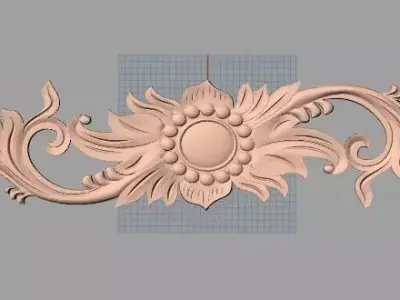 Furniture decorative flower 3D STL model for CNC carving E058 3D model