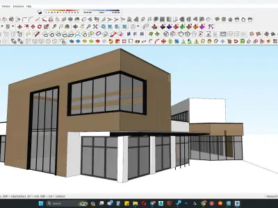 Shop building along with clock tower 3D model