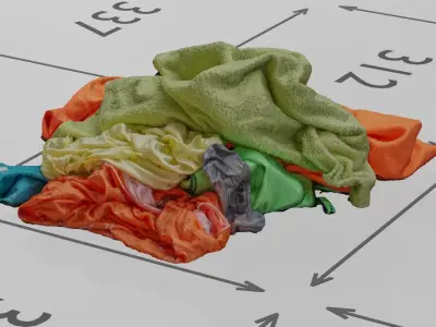 Pile of Clothes on the Ground Neon Color 3D Scanned Low-poly 3D model