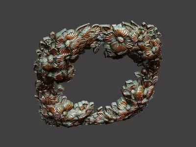 Floral Renaissance Bas-relief Ornate flower art cnc aspire round 3D print model