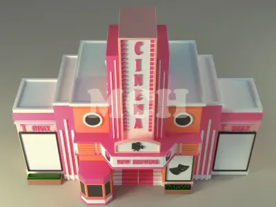 Cinema movie theater Low-poly 3D model