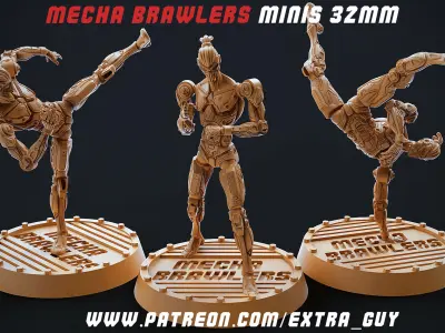 Mecha Brawlers 32mm 3D Printable 15 assets Unsupported 3D print model