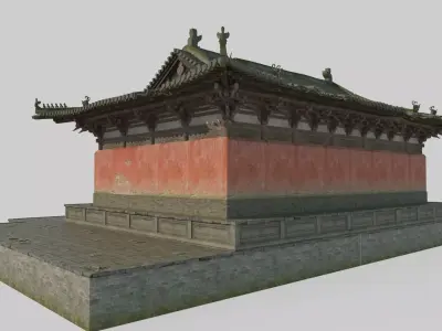 Asian ancient architecture dilapidated ancient temples 3D model