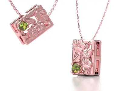 Birthflower Box Pendant August 3D print model