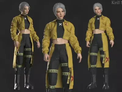 Sci Fi Outfit Female Marvelous designer Clo3d OBJ mtl FBX ZPRJ 3D model