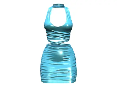 Glossy Mini Top And Skirt Outfit Low-poly 3D model