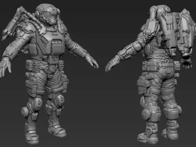 Sci-Fi Military Armour Basemesh 004 3D model
