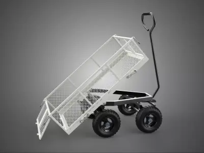 WHITE TIPPING STEEL GRID METAL MESH CART UTILITY WAGON TROLLEY 4 3D model