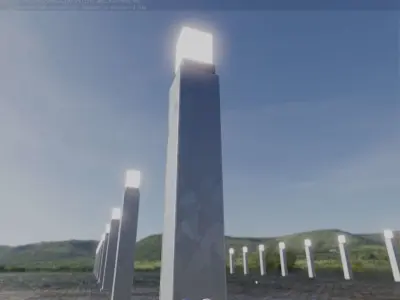 Street Light 8 Bollard 900mm Galvanized Version 3 Low-poly 3D model