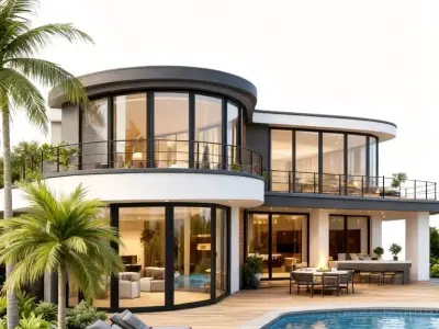 Luxury Curved Villa Architectural 3D Model 3D model purchase