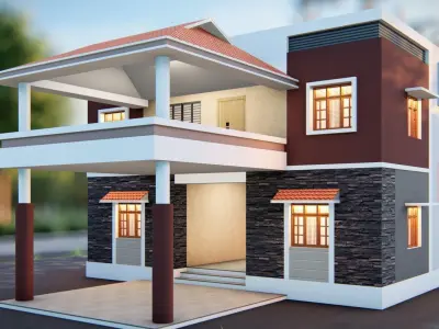 House 64 with Aerial view 3D model