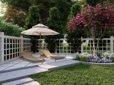 3D Exterior Scene 3D model design garden and landscape 3D model