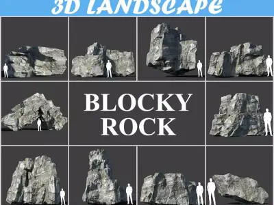 Low poly Layered Rock Mossy 190103 Low-poly 3D model