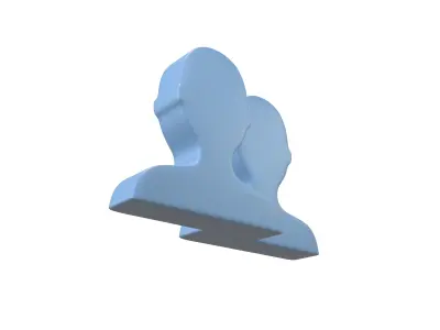 Two People Bust in Silhouette v1 001 Low-poly 3D model