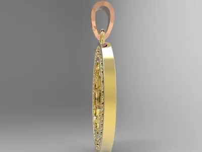 Virgin gold pendant with diamonds 3D model