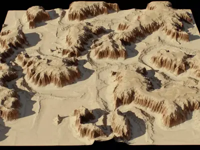 Realistic PBR Sandy Canyon 3D Terrain Environment Low-poly 3D model