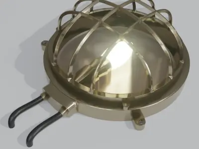 Brass Bulkhead Light for ceiling wall on ship or interior home 3D model