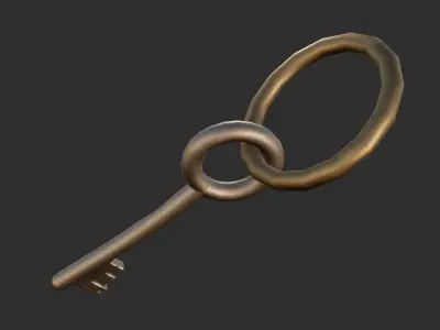 a key Low-poly 3D model