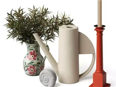 Decorative Set orange candle holder 3D model