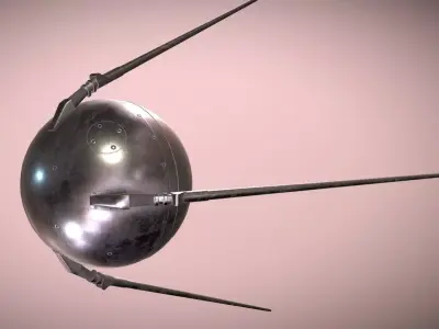 Sputnik 1 PBR low poly spaceship with two metal poles Low-poly 3D model