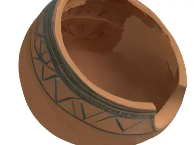 Ancient Terracotta Geometric Ritual Vessel Low-poly 3D model