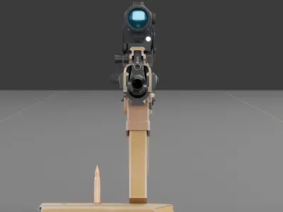 FN Scar 15P with Eotech Optics Low-poly 3D model