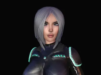 Katana Girl Low-poly 3D model