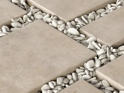 Paving tile square pebble n2 3D model