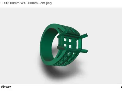 Men Ring With Emerald Cut Center Stone 3D print model