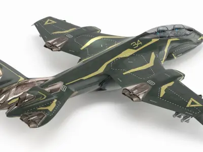 Sci Fi Green Military Fighter Jet 3D model