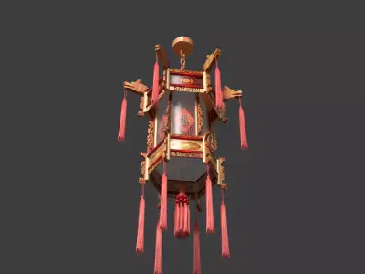 Chinese Palace Lantern  Low-poly 3D model 9