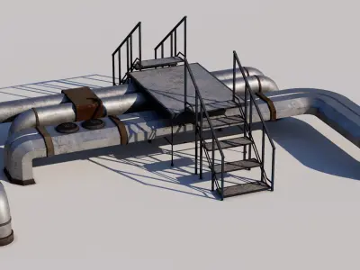 Rooftop Stairs 03 Low-poly 3D model