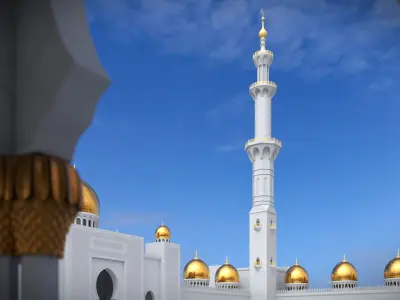  Majestic Islamic Monument with Gilded Roofs White 