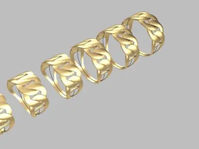 Light Miami Cuban Link Chain Ring 10mm wide 3D print model