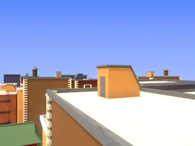 3D low poly Cartoon Town Low-poly 3D model