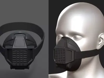 Gas mask respirator scifi futuristic  Low-poly 3D model 11