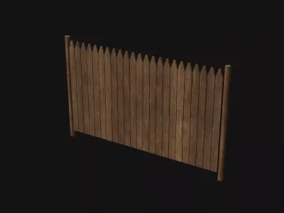 Wooden Fence Low-poly 3D model