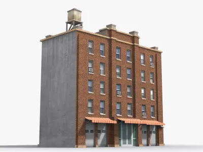 Apartment Building x8 Low-poly 3D model