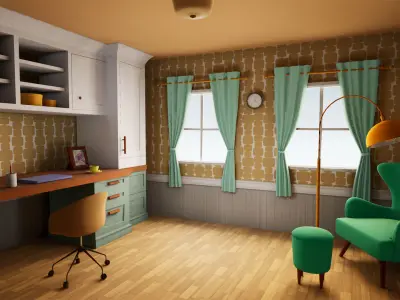 Cartoon House Vol 2 - Upper Floor - UE4 file only Low-poly 3D model