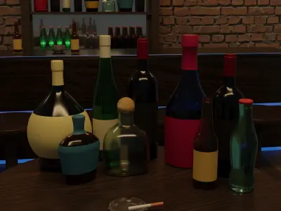 Realistic Bottle Collection set of circles 3D model