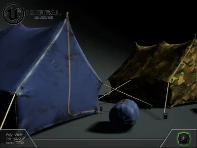 Tents set of military Low-poly 3D model