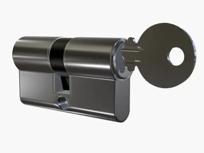 Euro Profile Cylinder Barrel Lock with key 3D model
