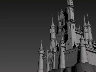 castle 3d floating in water 3D model
