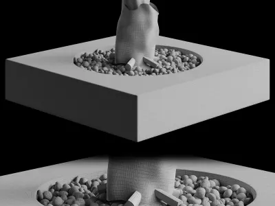 Outdoor fireplace Low-poly 3D model