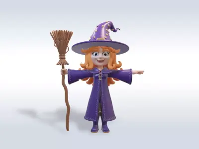 Adorable Witch halloween Character 3D model