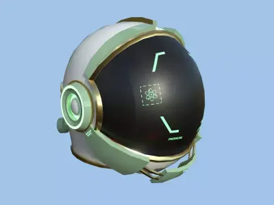 Astronaut Helmet 05 - Green Gold - Character Design Fashion Low-poly 3D model