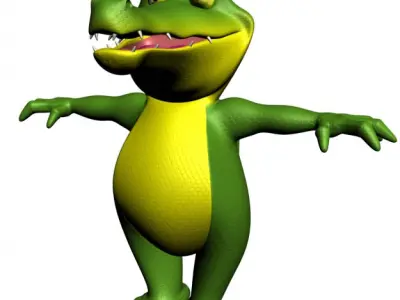 Cartoon Crocodile RIGGED Low-poly 3D model