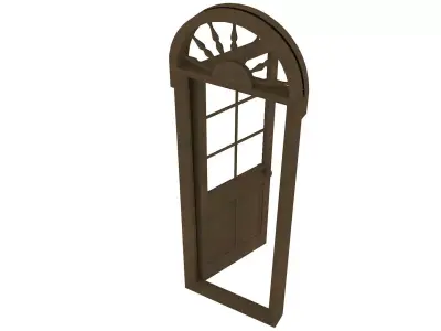 Victorian glass door with toplight Free low-poly 3D model
